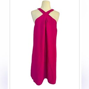 Katherine Kelly Women’s Halter Neck Sleeveless A Line Dress Hot Pink Size 14